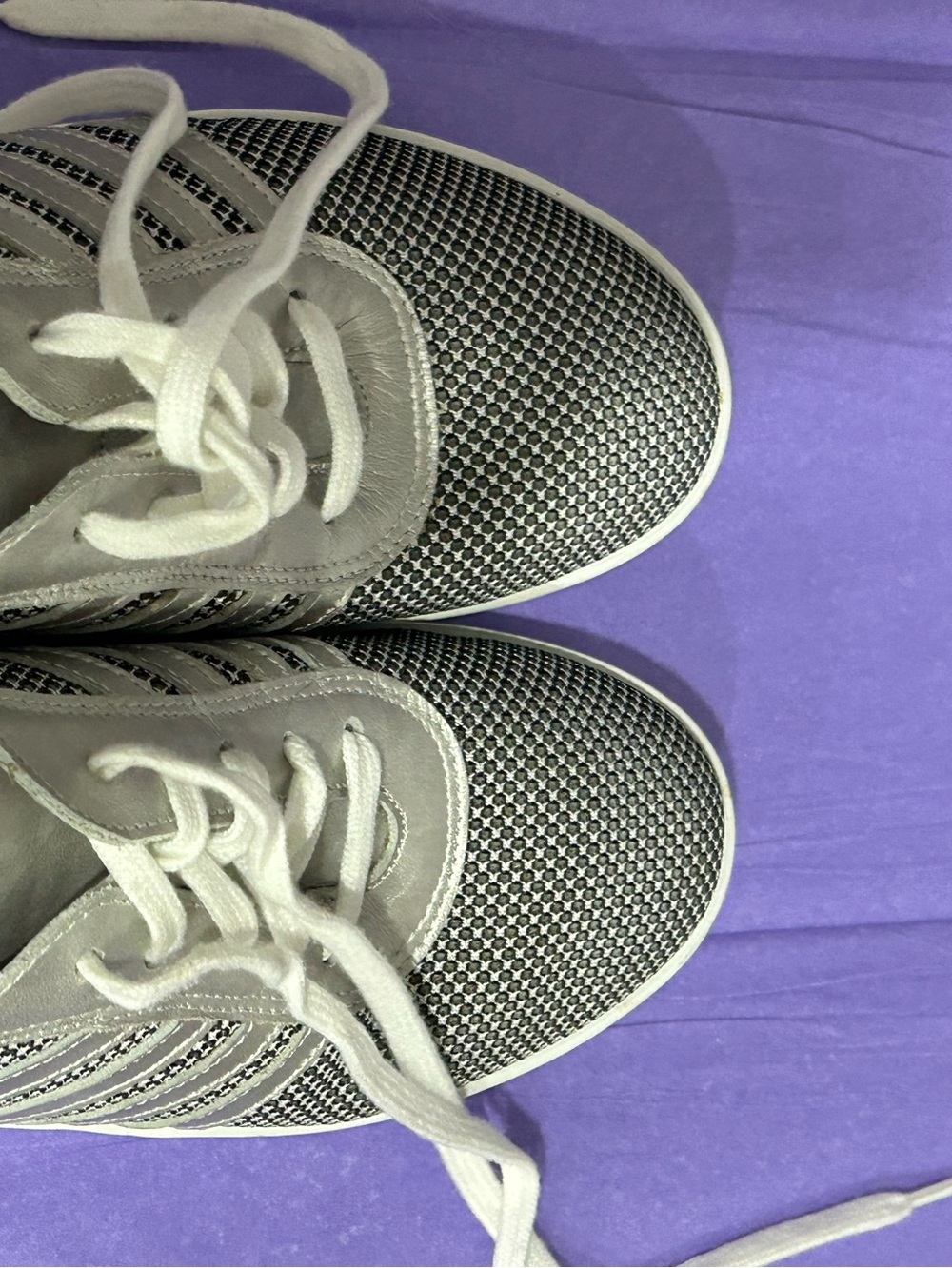 David Tate Silver Knit Lace-Up Sneakers with White Laces